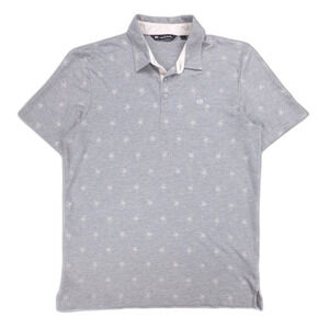 TRAVIS MATHEW In Flight Golf Polo Gray Pam Tree Hawaiian Resort Casual Shirt